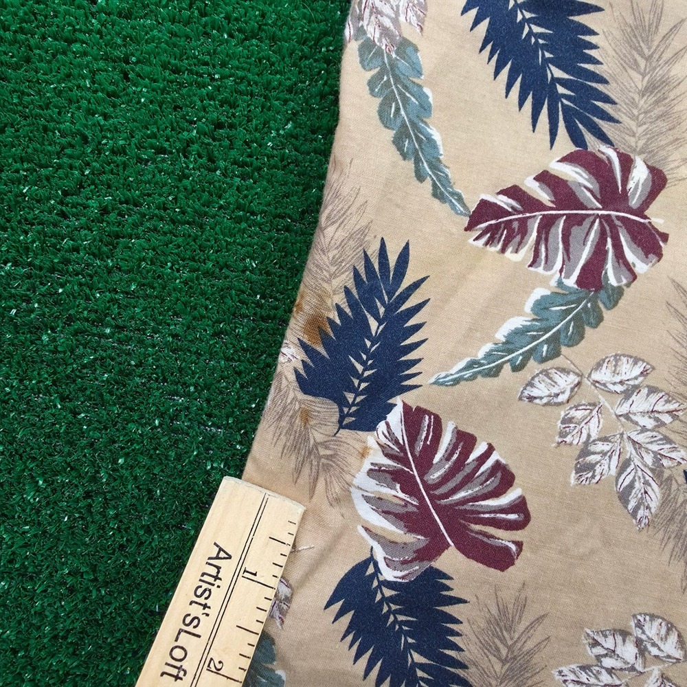Natural Issue Hawaiian Shirt Mens 2XL Tan Tropical Leaf Print Cotton Aloha - Picture 4 of 8